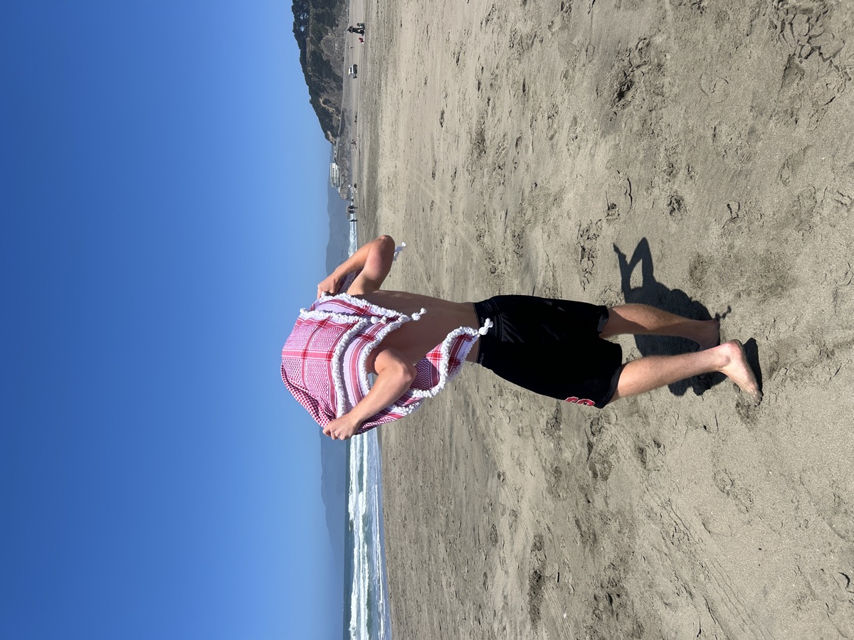 Drying off after a cold plunge at Ocean Beach